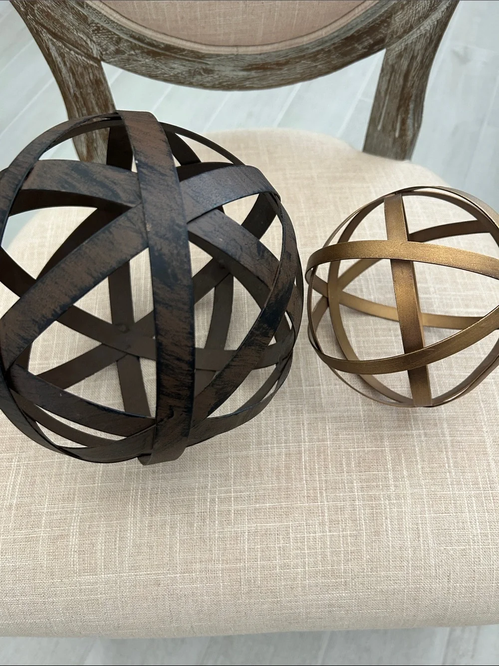 Decorative Metal Orb Accent Set in Brown and Gold